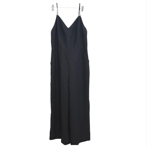Avec Les Filles Gaucho Black Wide Leg‎ Cropped Jumpsuit XL Minimalist Club wear - Picture 1 of 5